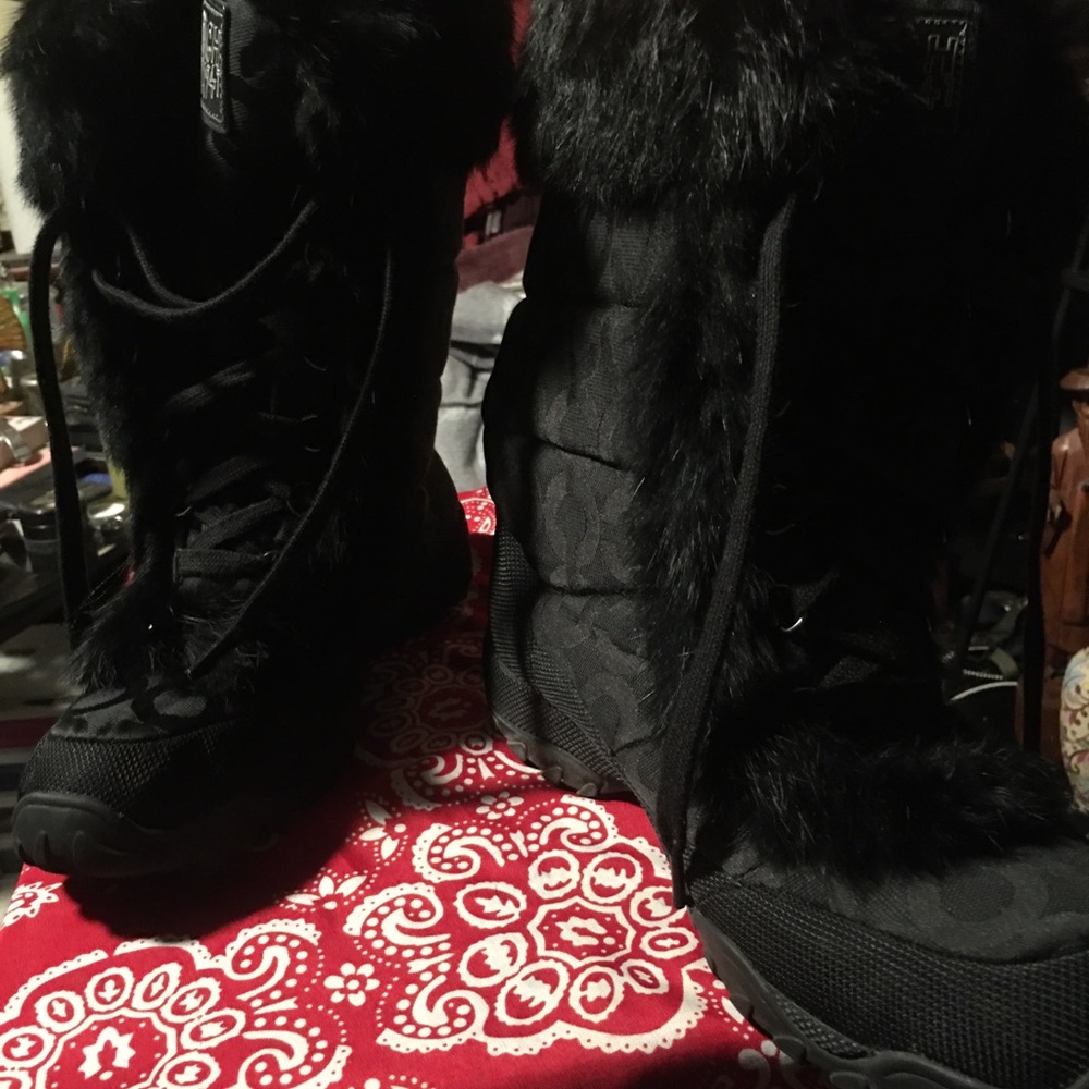 Coach Black Fur Winter Boots